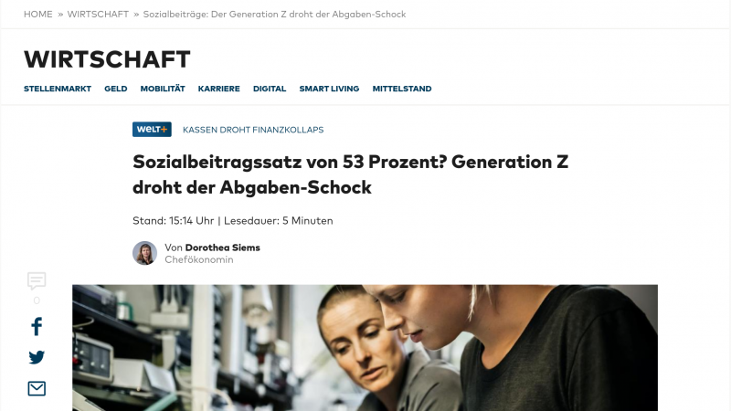 Sozialbeiträge, Generation Z droht der Beitragsschock